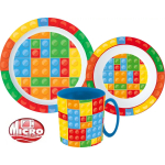 bricks - lego - ontbijtset - beker, bord, bakje - 3 delig - kinderservies